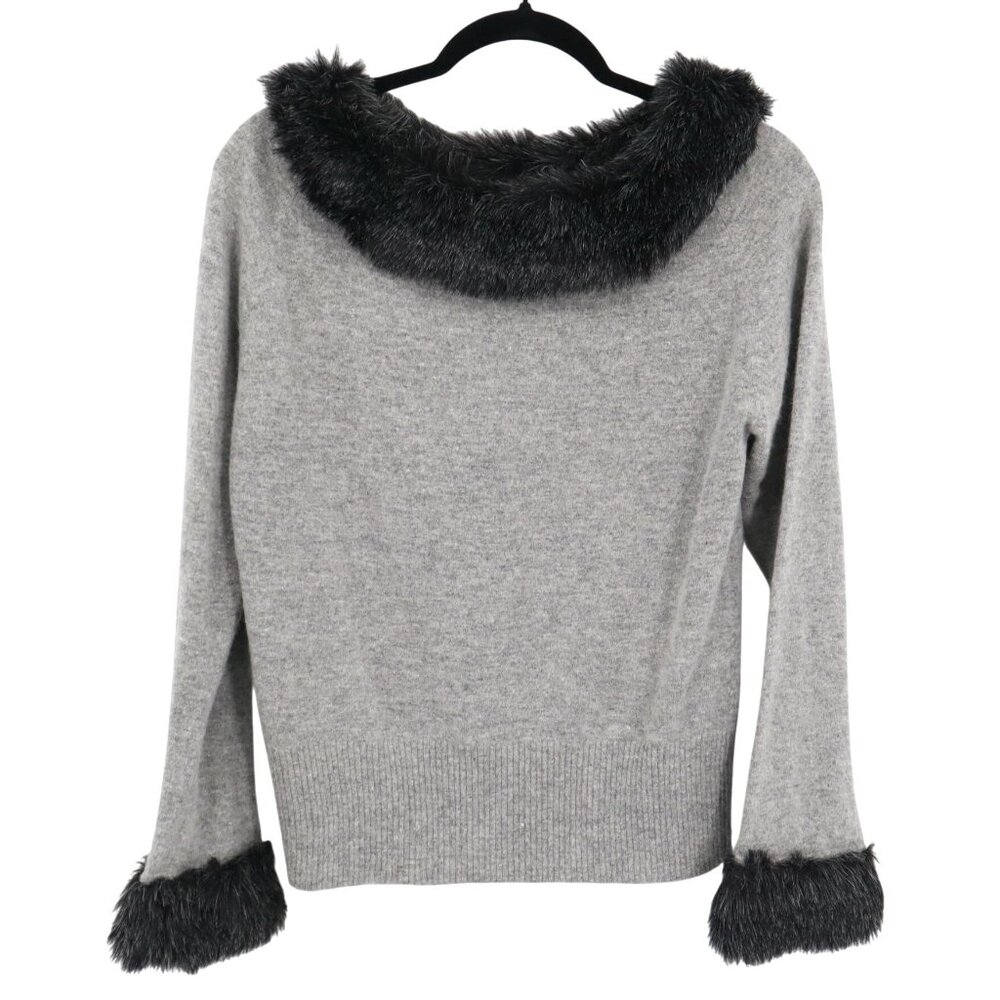 Garnet Hill Angora Woool Sweater Womens M Gray Rich Auntie Core Loud Luxury Twee